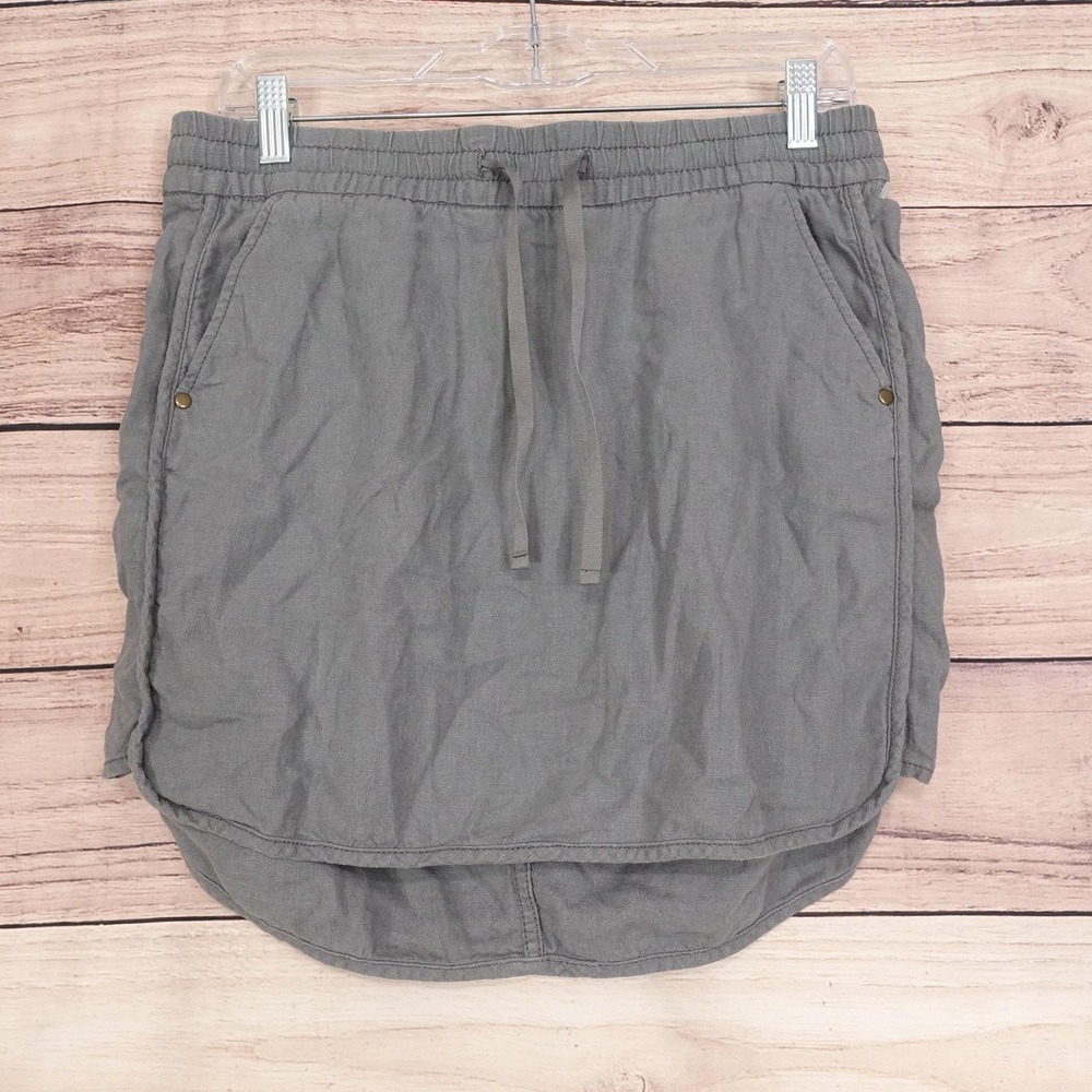 Gap Skirt Womens S Gray Straight Short Linen Elastic Waist Drawstring Casual‎